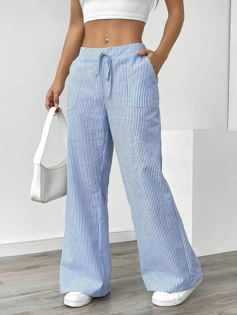Nina™ - Elegant Striped Pant With Pockets