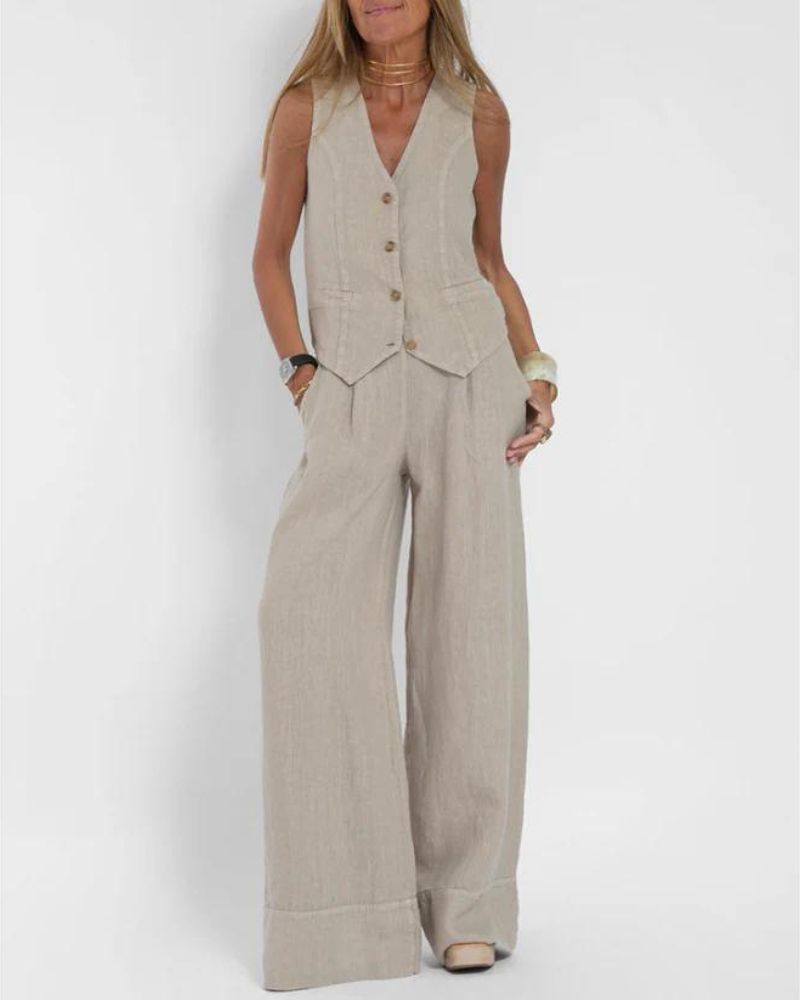 Lisa | Chic Vest Wide Pant Set