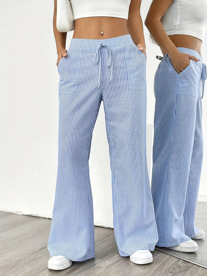 Nina™ - Elegant Striped Pant With Pockets