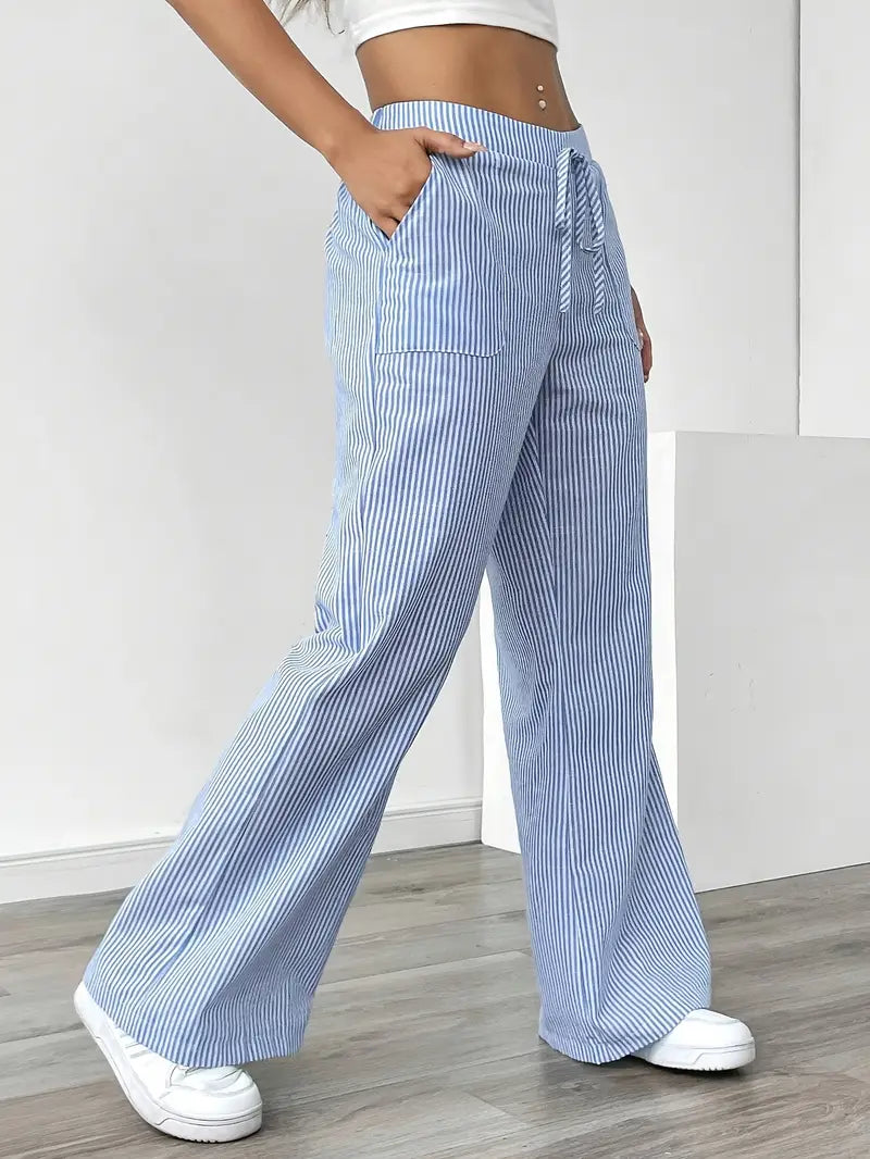 Nina™ - Elegant Striped Pant With Pockets