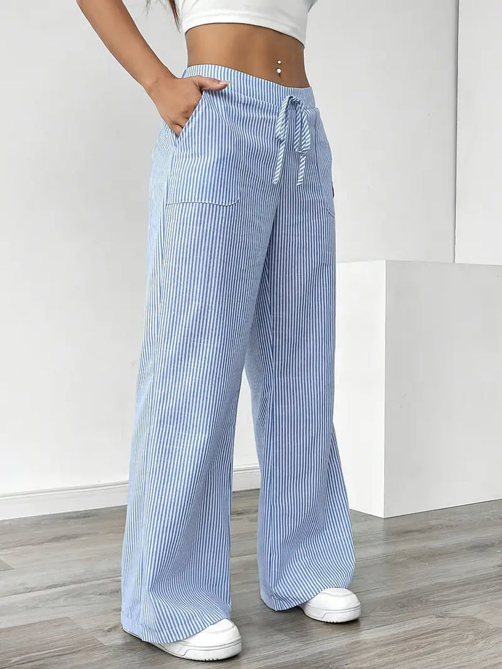 Nina™ - Elegant Striped Pant With Pockets