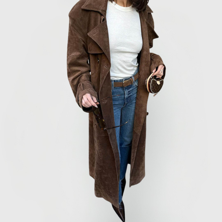 Suzanne| Classic Suede Trench Coat.