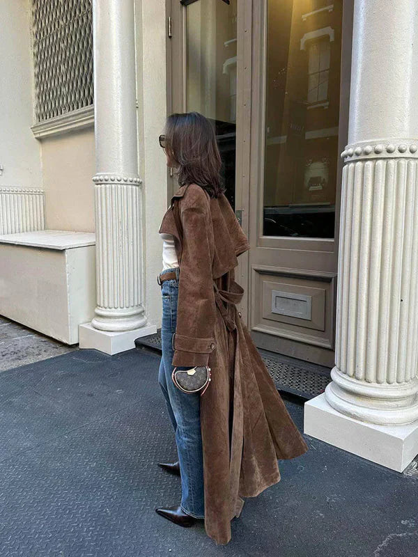 Suzanne| Classic Suede Trench Coat.