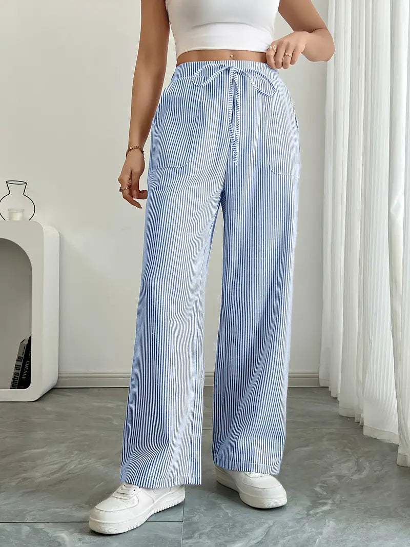 Nina™ - Elegant Striped Pant With Pockets