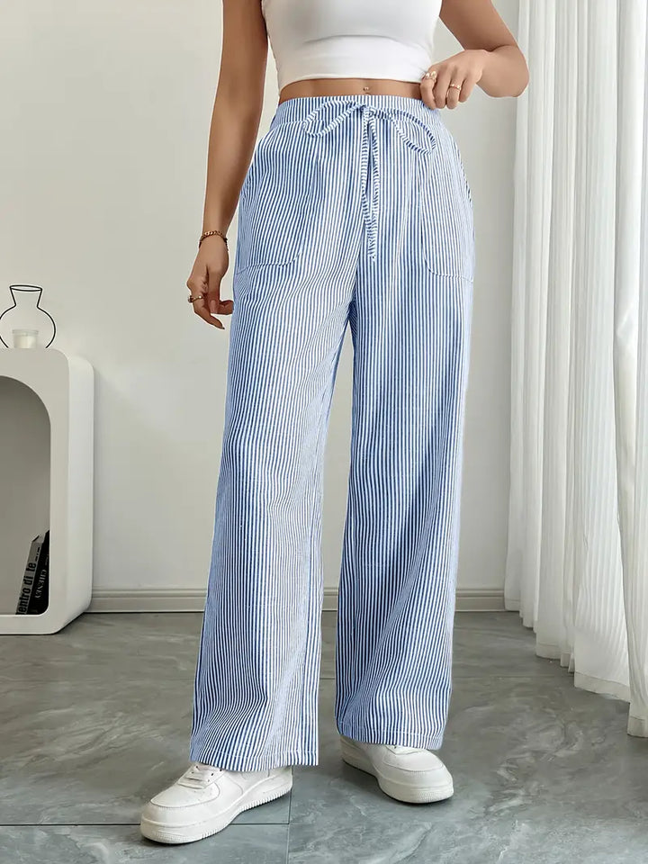 Nina™ - Elegant Striped Pant With Pockets
