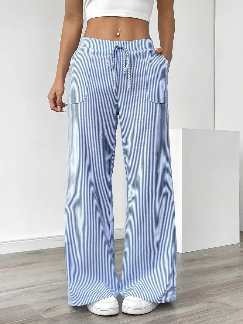 Nina™ - Elegant Striped Pant With Pockets