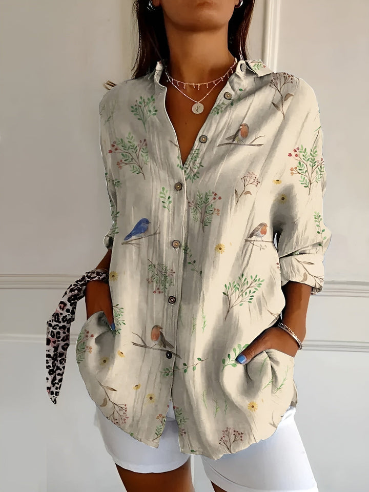 LOZZA – FLORAL BUTTON-UP BLOUSE
