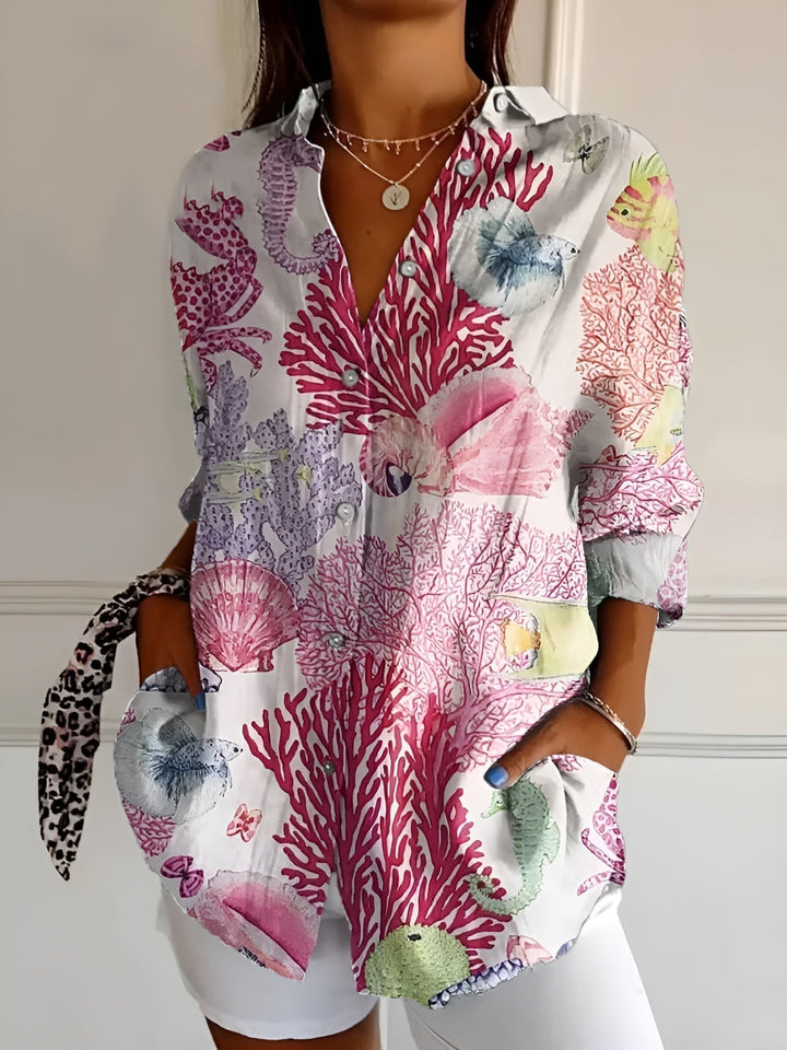 LOZZA – FLORAL BUTTON-UP BLOUSE